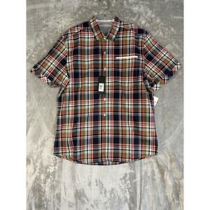 7 Diamonds Friends Of‎ Friends Plaid Short Sleeve Button Up Shirt XLG Coral